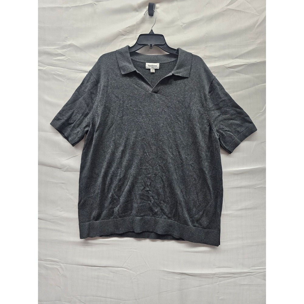 Goodfellow & Co Mens Short Sleeve Ribbed Polo Sweater Gray Cotton Size XL